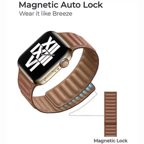 Suitable for Apple Watch leather chain strap magnetic buckle for AppleWatch S8/7/6/5/4/3/2/SE generation leather wristband 49mm