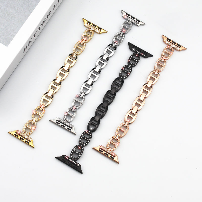 Luxury for Apple Watch Strap Metal Cowboy Chain Designer Stainless Steel Bands 45mm 42mm 44mm No Removal Tools watch band