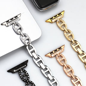 Luxury for Apple Watch Strap Metal Cowboy Chain Designer Stainless Steel Bands 45mm 42mm 44mm No Removal Tools watch band